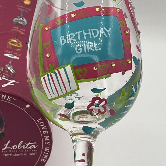 New Lolita Wine Glass GLS11-5511B Collection Birthday Girl Too 15oz Hand Painted - Picture 4 of 6
